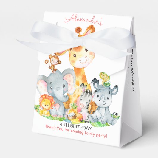 Waterverf Cute Safari Oerwoud Girl Birthday Bedankdoosjes (Voorkant Zijde)