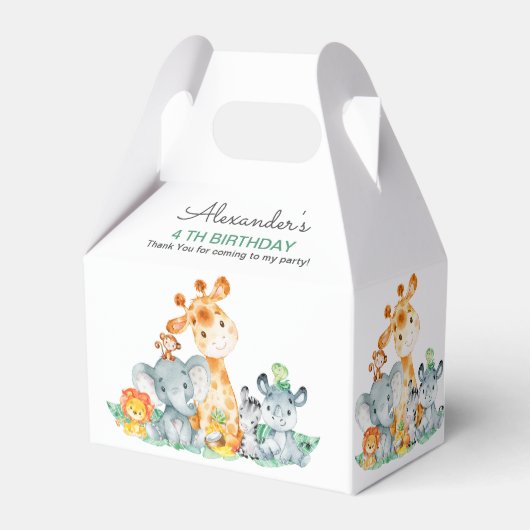 Waterverf Cute Safari Oerwouden Birthday Bedankdoosjes (Voorkant Zijde)