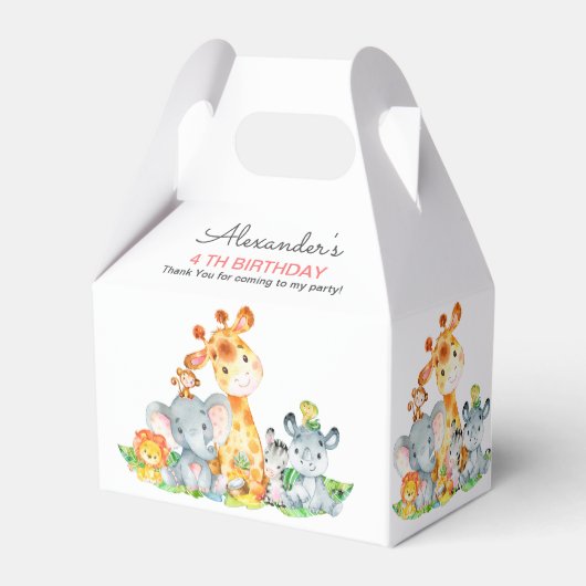 Waterverf Cute Safari Oerwouden Birthday Bedankdoosjes (Voorkant Zijde)
