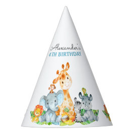 Waterverf Cute Safari Oerwouden Birthday Feesthoedjes