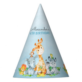 Waterverf Cute Safari Oerwouden Birthday Feesthoedjes