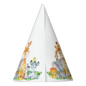 Waterverf Cute Safari Oerwouden Birthday Feesthoedjes (Achterkant)