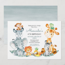 Waterverf Cute Safari Oerwouden Birthday Kaart