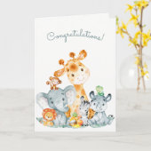 Waterverf Cute Safari Oerwouden Birthday Kaart (Gele Bloem)