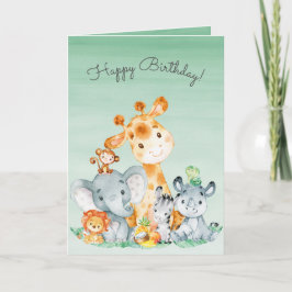 Waterverf Cute Safari Oerwouden Birthday Kaart