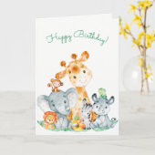 Waterverf Cute Safari Oerwouden Birthday Kaart (Gele Bloem)