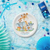 Waterverf Cute Safari Oerwouden Birthday Papieren Bordje (Feest)