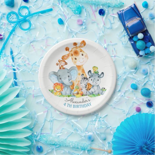 Waterverf Cute Safari Oerwouden Birthday Papieren Bordje (Feest)