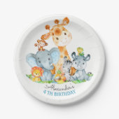 Waterverf Cute Safari Oerwouden Birthday Papieren Bordje (Voorkant)