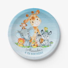 Waterverf Cute Safari Oerwouden Birthday Papieren Bordje