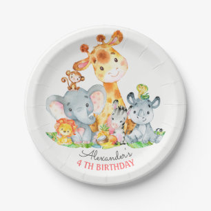 Waterverf Cute Safari Oerwouden Birthday Papieren Bordje