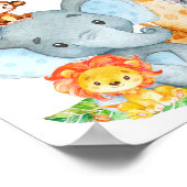 Waterverf Cute Safari Oerwouden Birthday Poster (Hoek)