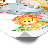 Waterverf Cute Safari Oerwouden Birthday Poster (Hoek)