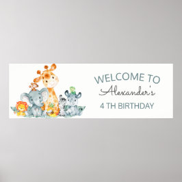 Waterverf Cute Safari Oerwouden Birthday Poster