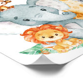 Waterverf Cute Safari Oerwouden Birthday Poster (Hoek)