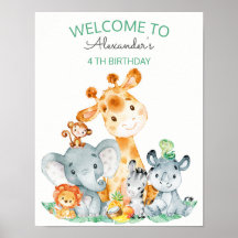 Waterverf Cute Safari Oerwouden Birthday