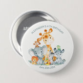 Waterverf Cute Safari Oerwouden Birthday Ronde Button 7,6 Cm (Voorkant /achterkant)
