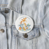 Waterverf Cute Safari Oerwouden Birthday Ronde Button 7,6 Cm (In situ)