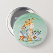 Waterverf Cute Safari Oerwouden Birthday Ronde Button 7,6 Cm (Voorkant /achterkant)