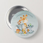 Waterverf Cute Safari Oerwouden Birthday Ronde Button 7,6 Cm (Voorkant /achterkant)