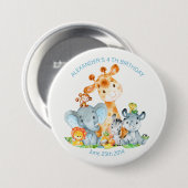 Waterverf Cute Safari Oerwouden Birthday Ronde Button 7,6 Cm (Voorkant /achterkant)
