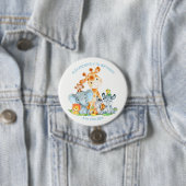 Waterverf Cute Safari Oerwouden Birthday Ronde Button 7,6 Cm (In situ)