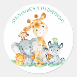 Waterverf Cute Safari Oerwouden Birthday Ronde Sticker
