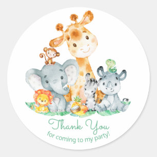 Waterverf Cute Safari Oerwouden Birthday Ronde Sticker