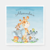 Waterverf Cute Safari Oerwouden Birthday Servet (Voorkant)