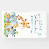 Waterverf Cute Safari Oerwouden Birthday Spandoek (Horizontaal)