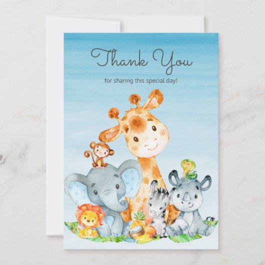 Waterverf Cute Safari Oerwouden Hartelijk dank Bedankkaart (Voorkant)