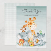 Waterverf Cute Safari Oerwouden Hartelijk dank Bedankkaart (Voorkant / Achterkant)