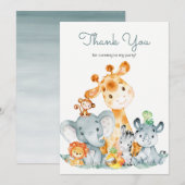 Waterverf Cute Safari Oerwouden Hartelijk dank Bedankkaart (Voorkant / Achterkant)