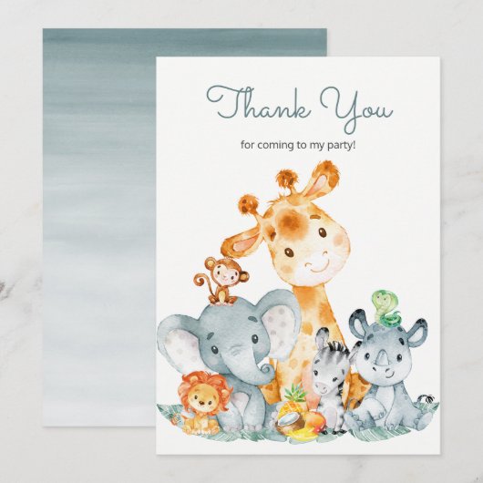 Waterverf Cute Safari Oerwouden Hartelijk dank Bedankkaart (Voorkant / Achterkant)
