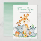 Waterverf Cute Safari Oerwouden Hartelijk dank Bedankkaart (Voorkant / Achterkant)