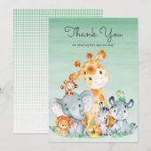 Waterverf Cute Safari Oerwouden Hartelijk dank Bedankkaart (Voorkant / Achterkant)