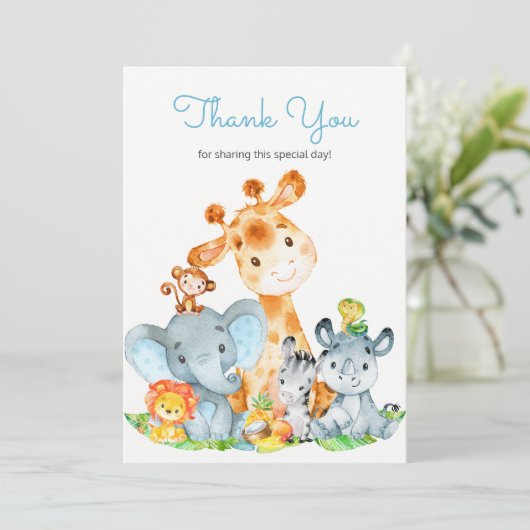 Waterverf Cute Safari Oerwouden Hartelijk dank Bedankkaart (Staand voorkant)