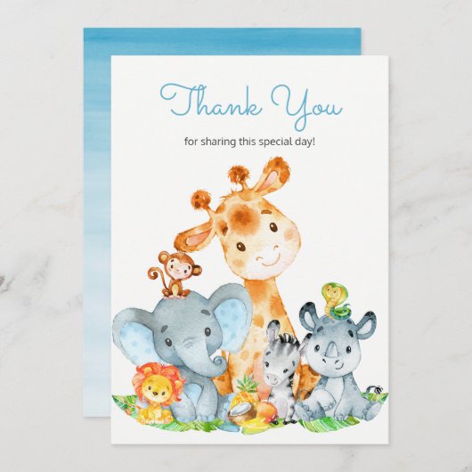 Waterverf Cute Safari Oerwouden Hartelijk dank Bedankkaart (Voorkant / Achterkant)