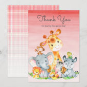 Waterverf Cute Safari Oerwouden Hartelijk dank Bedankkaart (Voorkant / Achterkant)