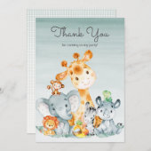 Waterverf Cute Safari Oerwouden Hartelijk dank Bedankkaart (Voorkant / Achterkant)