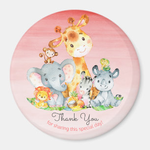 Waterverf Cute Safari Oerwouden Hartelijk dank Magneet