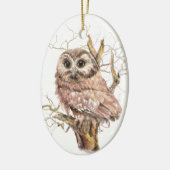 Waterverf Cute Saw Whet Owl, Bird Keramisch Ornament (Links)