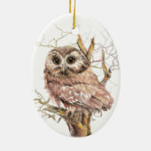 Waterverf Cute Saw Whet Owl, Bird Keramisch Ornament (Achterkant)