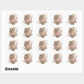 Waterverf Cute Saw Whet Owl, Bird Vierkante Sticker (Vel)