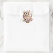 Waterverf Cute Saw Whet Owl, Bird Vierkante Sticker (Tas)