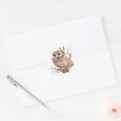 Waterverf Cute Saw Whet Owl, Bird Vierkante Sticker (Envelop)