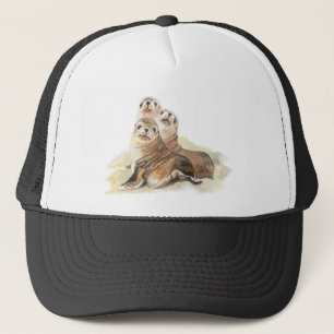 Waterverf Cute Seal Animal Family Art Trucker Pet