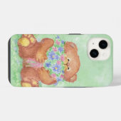 Waterverf Cute Teddy Bear Bouquet Flowers Art iPhone Hoesje (Achterkant horizontaal)