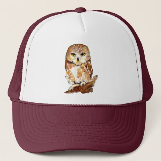 Waterverf Cute Uil Vogel Wilde Natuur Kunst Trucker Pet (Voorkant)