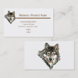 Waterverf Cute Wolf, Wolven Wildlife Animal Visitekaartje